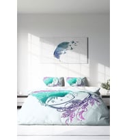 Çift Kişilik ( Lastikli Çarşaflı ) %100 Pamuk Saten Nevresim Takımı Moon