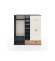 Kronos Dolap 12 Raflı 2 Çekmeceli 2 Askılı 220x59x243 Antrasit-Aytaşı/Çam