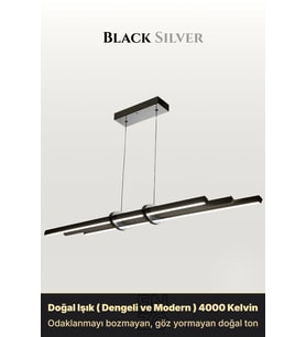 Cosmo Silver Lineer LED Sarkıt Avize – Kumandalı Dim Edilebilir – Yukarı & Aşağı Işık