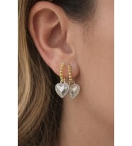 Xuping Kadın Rose Gold Halka Sallantılı Taşlı Kalp Küpe – Şık ve Zarif Küpe (Mürdüm)