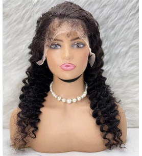 Gerçek Front Lace Tül Peruk - Derin Dalgalı - Doğal 60-65cm