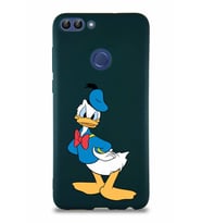 Huawei P Smart Soft Premier Kapak Donald Duck-D Tasarımlı Silikon Kılıf - Yeşil (Şeffaf)