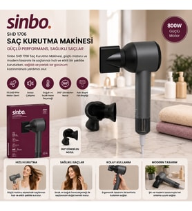 Sinbo Saç Kurutma Makinesi - Gri Renk - Sessiz Çalışma Özelliği