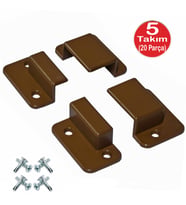 Kahve Pimapen Pencere Sineklik Montaj Aparatı Köşe Kenar Bağlama Pabucu 5 Set(10x20 Profiller için)