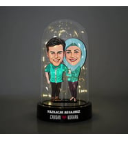 Harika Aşıklar Karikatürlü Işıklı Fanus Biblo