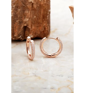 19 Mm Tamtur Taşlı Rose Gümüş Halka Küpe 7015