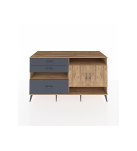 Kronos Konsol 4 Raflı 3 Çekmeceli 2 Kapaklı 176x59x99 Çam-Çam/Antrasit