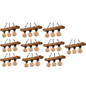 10 ADET 3'LÜ HALATLI AHŞAP AVİZE