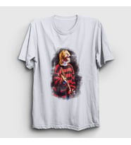 Presmono Unisex Beyaz Watercolor Nirvana Kurt Cobain T-Shirt 36031tt