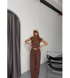 ?Yeni Sezon  & New Season ?  Summer Collection Ağaç Kabuğu Basic Takım (Kahverengi)