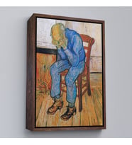 Çerçeveli Acı Çeken Yaşlı Adam Sonsuzluğun Eşiğinde Tablosu - Vincent van Gogh (Beyaz)