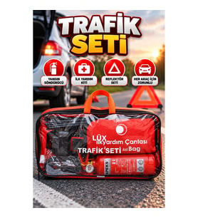 Araç Acil Durum Trafik Seti – Yangın Söndürücü, İlk Yardım Kiti ve Reflektörlü