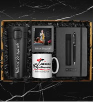 Öğretmenlere Özel Defter & Canım Öğretmenim Kupa & 400 ML Otomatik Basmalı Çelik Termos & Deri Kılıflı Touch Pen Kalem & Fotoğraf Çerçevesi