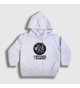 Presmono Unisex Çocuk Beyaz Logo 5 Seconds Of Summer Kapüşonlu Sweatshirt 78989tt (Beyaz)
