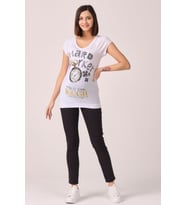 Hamile Body Baskılı Desenli Model Ekru