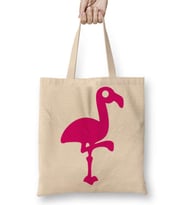 Pembe Yavru Flamingo 2 Bez Çanta Uzun Saplı