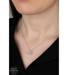 SWAROVSKİ CRYSTAL BAGET  925 AYAR GÜMÜŞ KOLYE