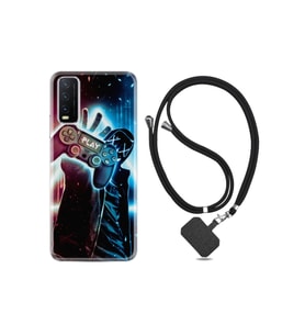 Vivo Y20 Kılıf Silikon Ipli Boyun Askılı Desenli Play Me 1757