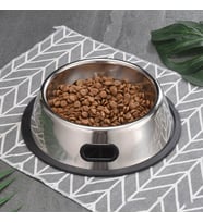 Paslanmaz Çelik 250 ml Gri Kaymaz Taban Kedi Köpek Mama Ve Su Kabı cin569