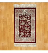 Şehname Motifli 160 X 230 CM İpek Halı Bordo