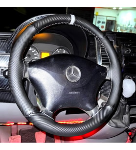 DİKİŞLİ DİREKSİYON KILIFI KARBON NOKTA DERİ GRİ YÜZÜK GRİ DİKİŞLİ MERCEDES SPRİNTER İÇİN 2014 ÖNCESİ