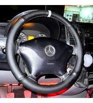 DİKİŞLİ DİREKSİYON KILIFI KARBON NOKTA DERİ GRİ YÜZÜK GRİ DİKİŞLİ MERCEDES SPRİNTER İÇİN 2014 ÖNCESİ