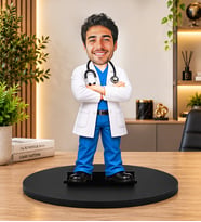 Kişiye Özel Doktor Biblosu – Fotoğraftan 3D Karikatür Doktor Figürü, Doktora ve Hekime Özel Hediye, Dekoratif Masa Süsü