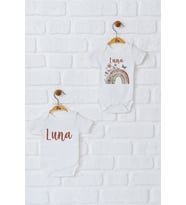Pia Baby Premium %100 Pamuk İsme Özel Organik Baskılı İkili Set Çıtçıtlı Bebek Body Zıbın Modelleri 5079-17 (Ekru)