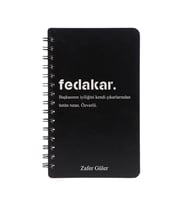 Fedakar Tasarımlı Siyah Kişiye Özel Spiralli Ahşap  Defter