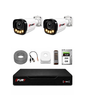 FURY 2 Kameralı Güvenlik Kamera Seti 4 Warm LED Gece Renkli Görüş 250GB HDD