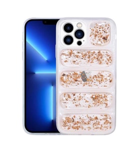 Uyumlu Model Apple iPhone 12 Pro Max Kılıf Kamera Korumalı Simli Airbag'li Dalga Kapak (Gold)