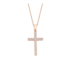 Rose Gümüş Mineli Cross Kolye