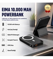 10.000mAh Dijital Göstergeli Taşınabilir 22.5W Hızlı Şarjlı Telefon Standlı Powerbank 200g Hafiflikte Ofis, Seyahatte, Alışverişte Kullanıma Uygun Şık Magsafe Powerbank