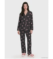 LCW DREAM Gri Gömlek Yaka Desenli Hamile Pijama Takımı