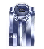 PİNGÖMLEK WESTBOURNE YESICA MAVİ BEYAZ ÇİZGİLİ %100 Pamuk  Kolay Ütülenir Slim Fit Cutaway Yakalı Cepsiz Erkek Gömlek (MAVI-BEYAZ)