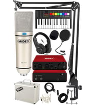 Midex Midi Paket-3 Stüdyo Ekipmanları Seti Ses Kartı Midi Klavye Mikrofon Kulaklık