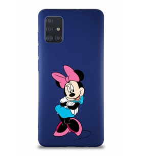 Samsung Galaxy A51 Soft Premier Kapak Minnie Mouse-D Tasarımlı Silikon Kılıf - Lacivert (Şeffaf)