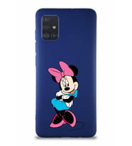 Samsung Galaxy A51 Soft Premier Kapak Minnie Mouse-D Tasarımlı Silikon Kılıf - Lacivert (Şeffaf)