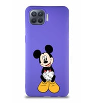 Oppo Reno 4 Lite Soft Premier Kapak Mickey Mouse-A Tasarımlı Silikon Kılıf - Mor (Şeffaf)