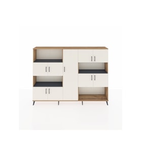 Arges Dolap 10 Raflı 9 Kapaklı 220x30x163 Çam-Aytaşı/Antrasit