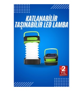 Mey İthalat® Kamp Lambası Katlanabilir Lamba Solar Şarjlı Led Lamba El Fenerli