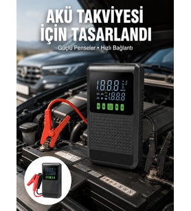 4’Ü 1 Arada Jump Starter Hava Kompresörü Led Fener Yeni Nesil