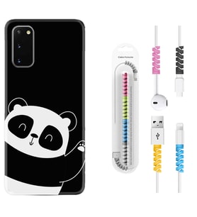 Samsung A02S A03S A10 A12 A13 A21S A22 Kılıf Kablo Koruma Spiral Silikon Bay Bay Panda 1784