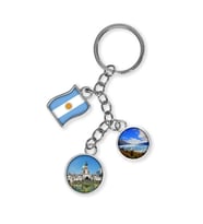 Arjantin Üçlü Epoksi Metal Çift Taraflı Damla Anahtarlık Argentina (Çok Renkli)