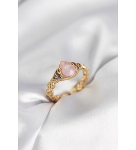 Gold Renk Pembe Damla Model Kadın Yüzük TJ-BYK3999