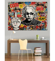 Albert Einstein Graffiti Sanat Tasarımı Dekoratif Kanvas - Mdf Ahşap Tablo