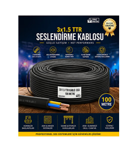 3x1.5 TTR Seslendirme Kablosu 100 mt Profesyonel Hoparlör ve Anfi Bağlantı Kablosu