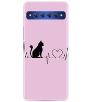 TCL 10 Plus Kılıf Desenli Silikon Pink Cat Heart