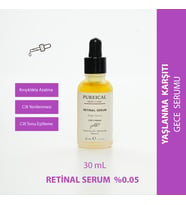 Pureical Retinal Serum, hyaluron, niacinamide, ethyl ascorbic acid, %0,05 retinal gece serumu 30 mL