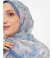 Luissa Soft Şal Gül Desen İndigo Mavi